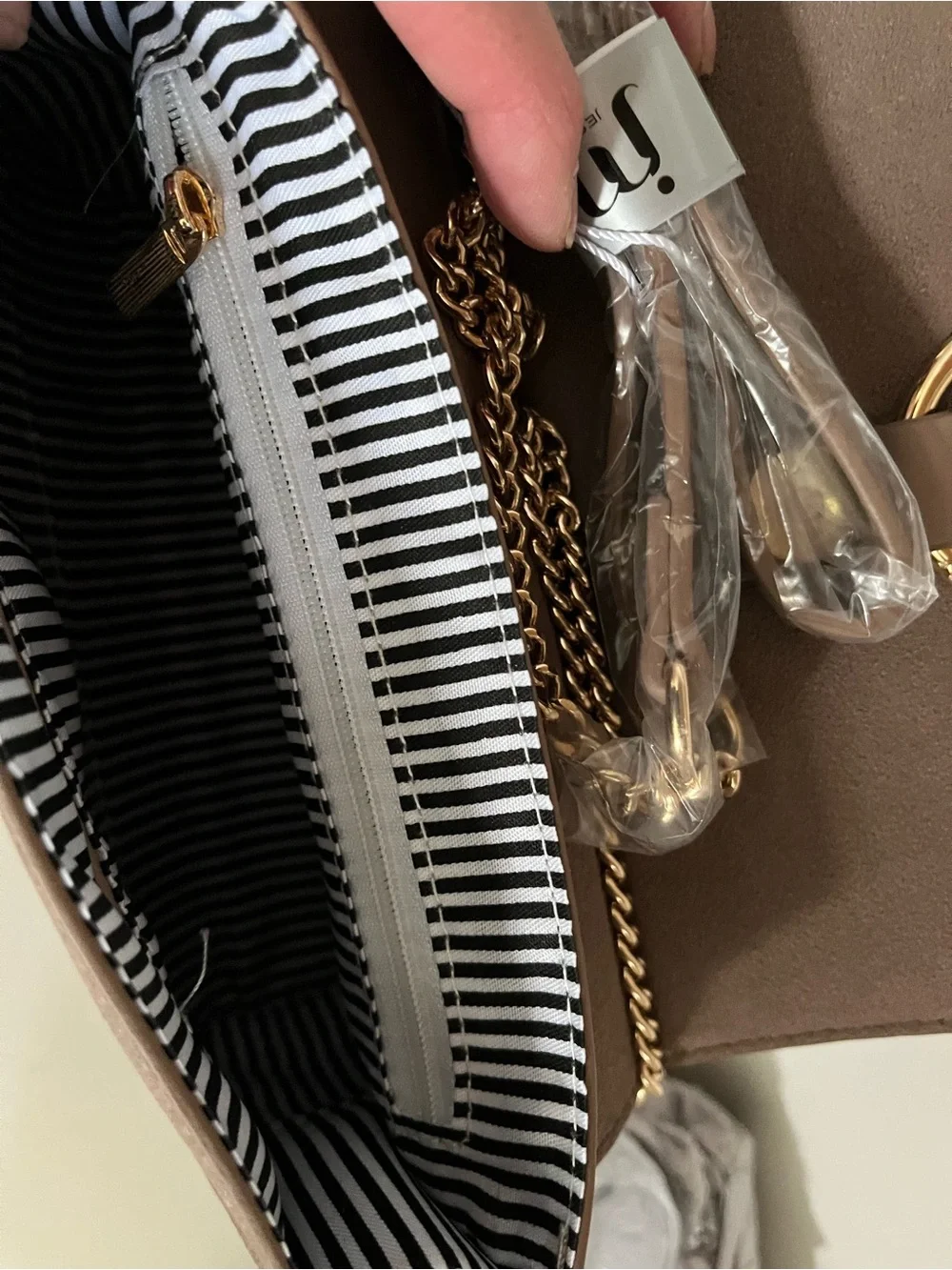 Jessica Moore Brown suede Crossbody with Gold Ring Accent